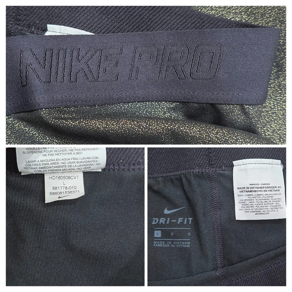 Nike Pro Metallic Gold Glitter Cool Training Tights leggings sparkle Dri Fit